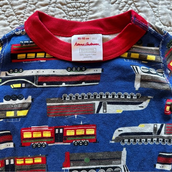 🌟3/$20🌟 Hanna Andersson Train PJ Top Pajamas Organic Cotton size US 2 - Picture 3 of 5